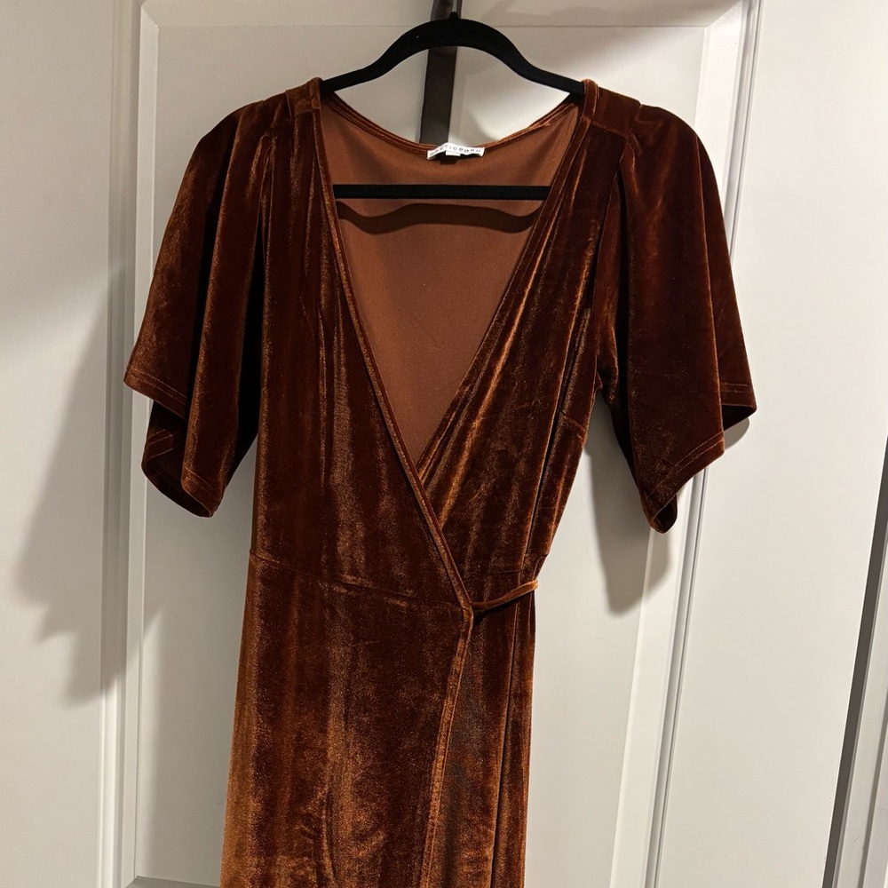 Baltic Born Velvet Wrap Dress in Deep Brown — bridesmaid / prom / formal dress